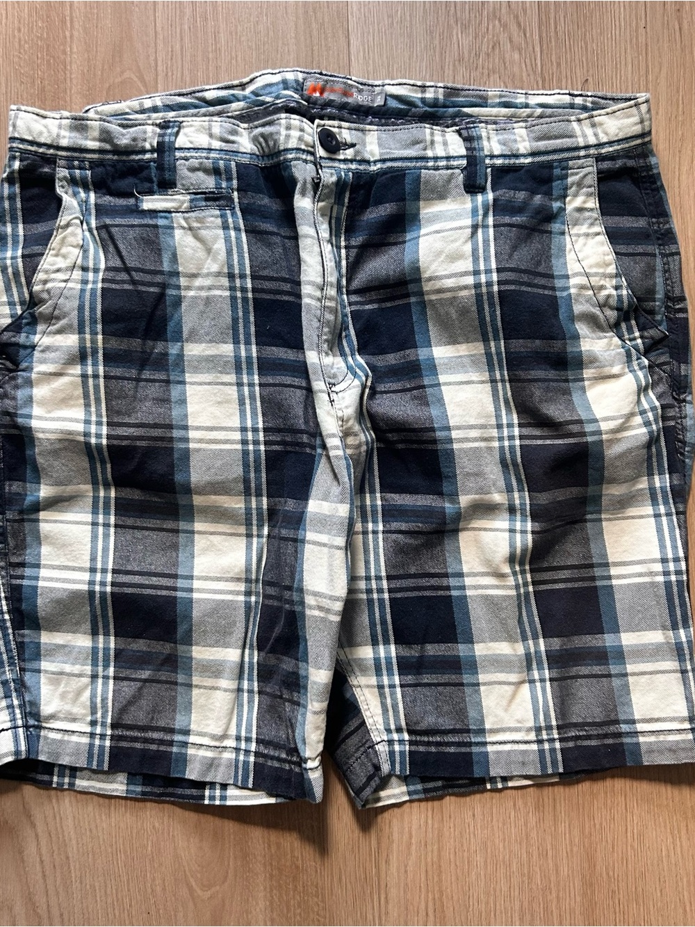 Men's Blue and White Plaid Casual Shorts
